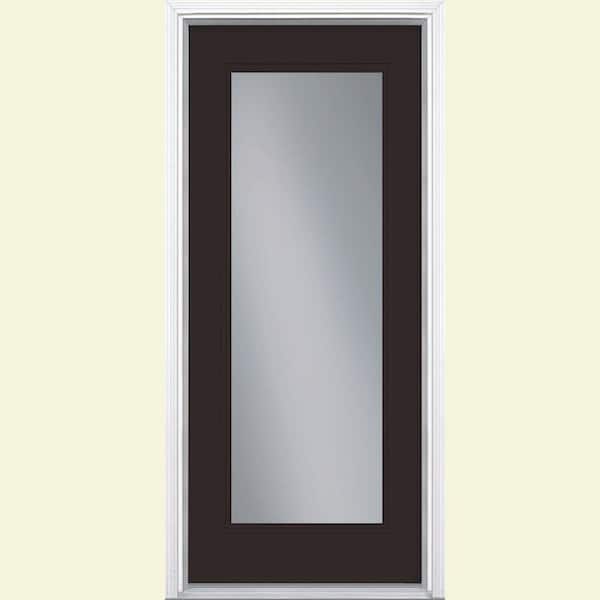 Masonite 32 in. x 80 in. Full Lite Painted Smooth Fiberglass Prehung Front Door with Brickmold