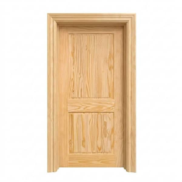 80 in. H x 28 in. W Unfinished 2-Panel Double Hip Solid Core Wood Interior Door Slab with Jamb Kit