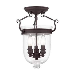 Jefferson 3 Light Bronze Semi Flush Mount