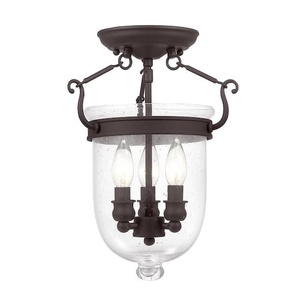 Livex Lighting Jefferson 3 Light Bronze Semi Flush Mount