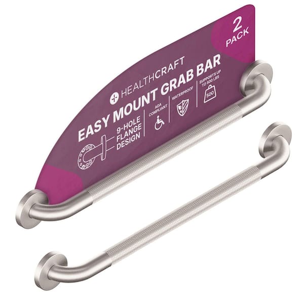 Easy Mount 24 in. Grab Bar ADA Compliant for Bath and Shower Safety (500 lbs. Capacity) in Stainless Knurled