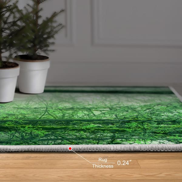 Green 5 ft. x 8 ft. Forest in The Lake Power-loomed, Heavenly Softness with Non-Slipping Backing Washable Art Area Rug