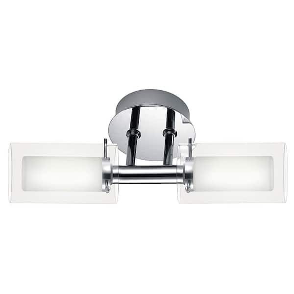 Eglo Palmermo 10.75 in. W x 4.45 in. H 2-Light Chrome Bathroom Wall Sconce with Frosted Glass Shades