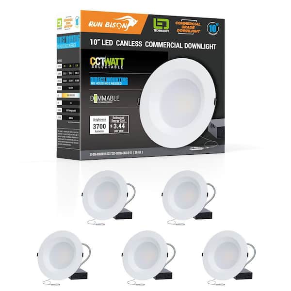 10 in. CCT and Wattage Selectable New Construction or Remodel IC Rated Integrated LED Commercial Downlight(5-Pack)