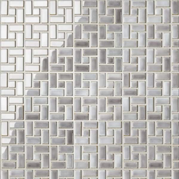 Hudson Spiral Grey Eye 13 in. x 13 in. Porcelain Floor and Wall Mosaic Tile (11.3 sq. ft. /Case)