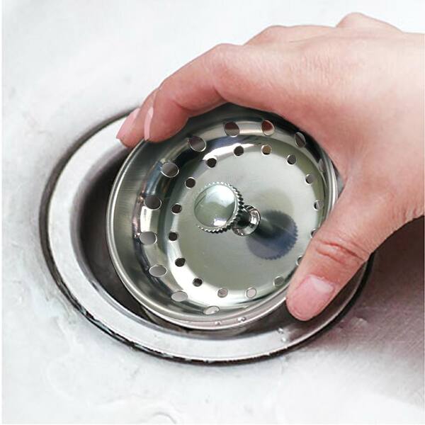 The Plumber S Choice 3 1 2 In Strainer Basket With Fixed Post Replacement For Kitchen Sink Drains Stainless Steel And Rubber Stopper Rb11157 The Home Depot