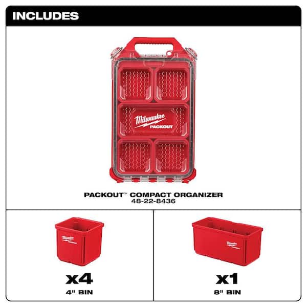 PACKOUT 5-Compartment Low-Profile Compact Small Parts Organizer