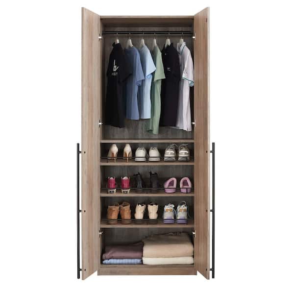 Manhattan Comfort Lee Rustic Grey 31.5 in. Freestanding Wardrobe