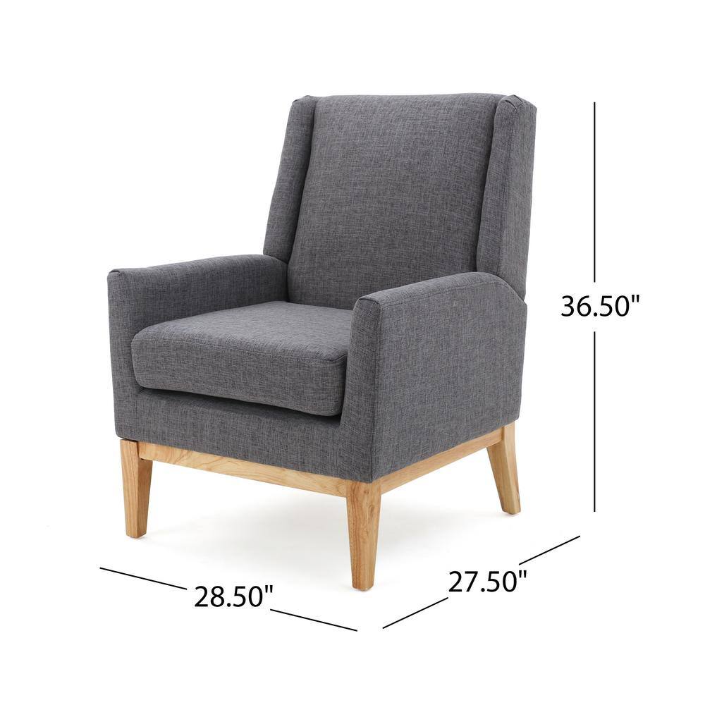 Aurla Light Gray Fabric Accent Chair with Natural Rubber Wood Legs