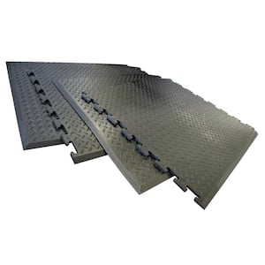 Foot-Rest 28 in. x 31 in. Interlocking Black Anti-Fatigue Floor Mat End Tile