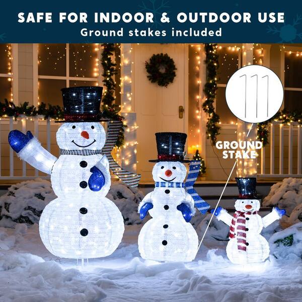 Joyfy 4 ft. Height Metal/Fabric Collapsible Christmas Snowman Yard