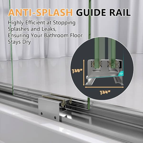 Zeafive 56 to 60 in. W x 58 in. H Double Sliding Tub Door in