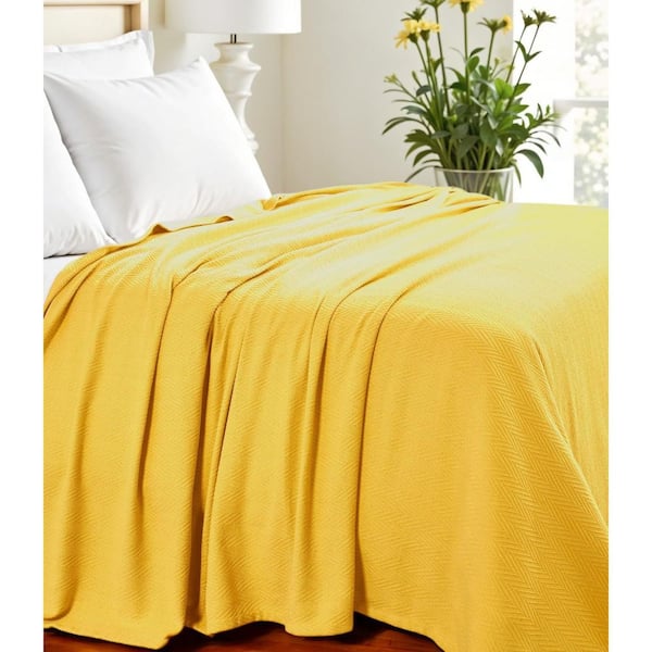 Gold Chevron Cotton Throw Blanket