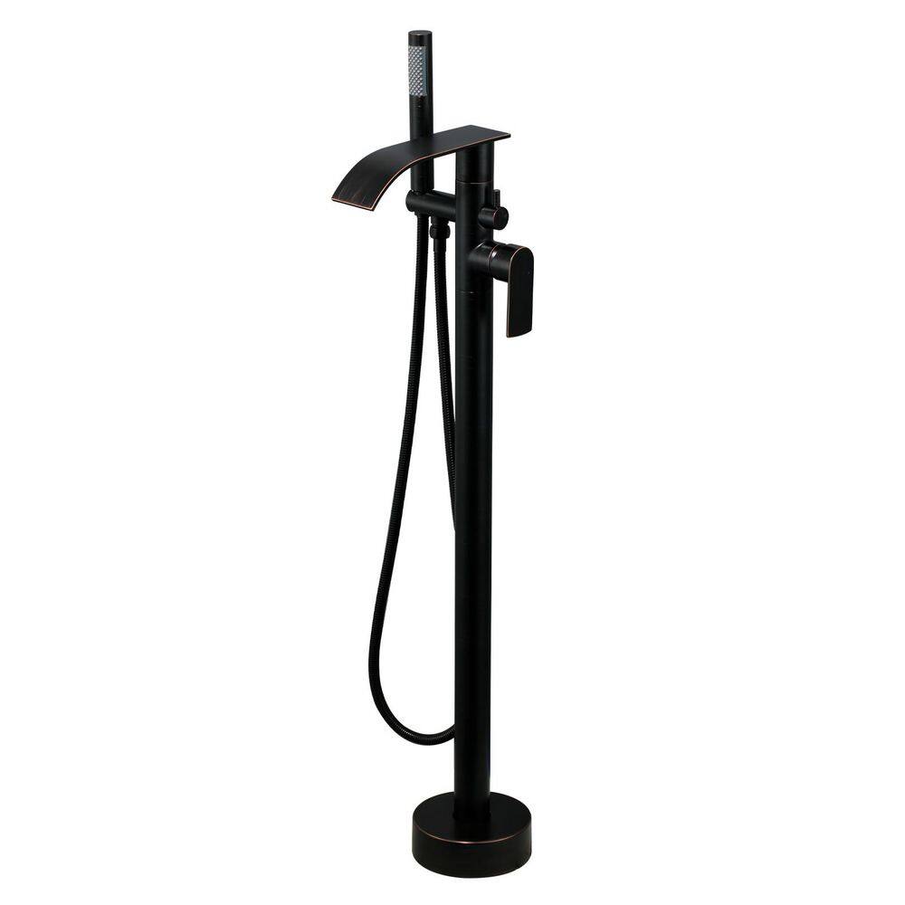 Single-Handle Waterfall Freestanding Tub Faucet with Handheld Shower in Oil Rubbed Bronze price history on PriceWatchPro