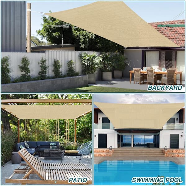12 ft. x 12 ft. Sand Square Heavy Weight Sun Shade Sail, 95% UV Blockage, Patio and Pool Cover