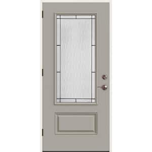 36 in. x 80 in. Right-Hand 3/4 Lite Decorative Glass Wendover Desert Sand Fiberglass Prehung Front Door