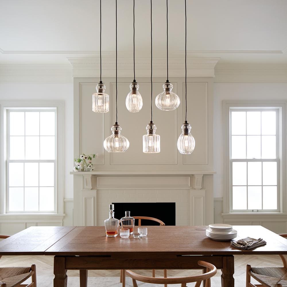 Distressed Bronze 35.5'' Wide Ceiling Chandelier with Clear Glass Shades
