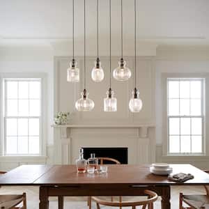 Riviera 35.5 in. 6-Light Olde Bronze Transitional Shaded Linear Chandelier for Dining Room