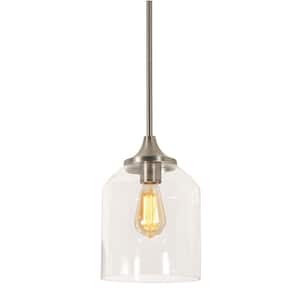 William 1-Light Satin Nickel Standard Pendant Light with Clear Glass Shade