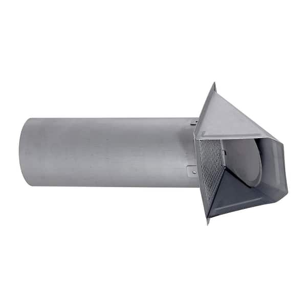 4 in. 26-Gauge Paint-Grade Galvanized Wall Exhaust Hood Vent with Damper, Wire Mesh Screen, and 11 in. Pipe in Gray