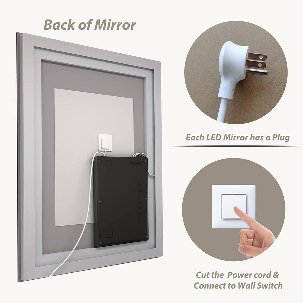 32x24 Frameless RGB Backlit Anti-Fog LED Bathroom Vanity Mirror