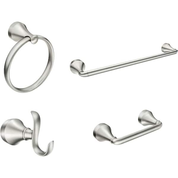 Adrinfly 18 in. Wall Mounted Towel Bar Bathroom Hardware Set in Brushed Nickel