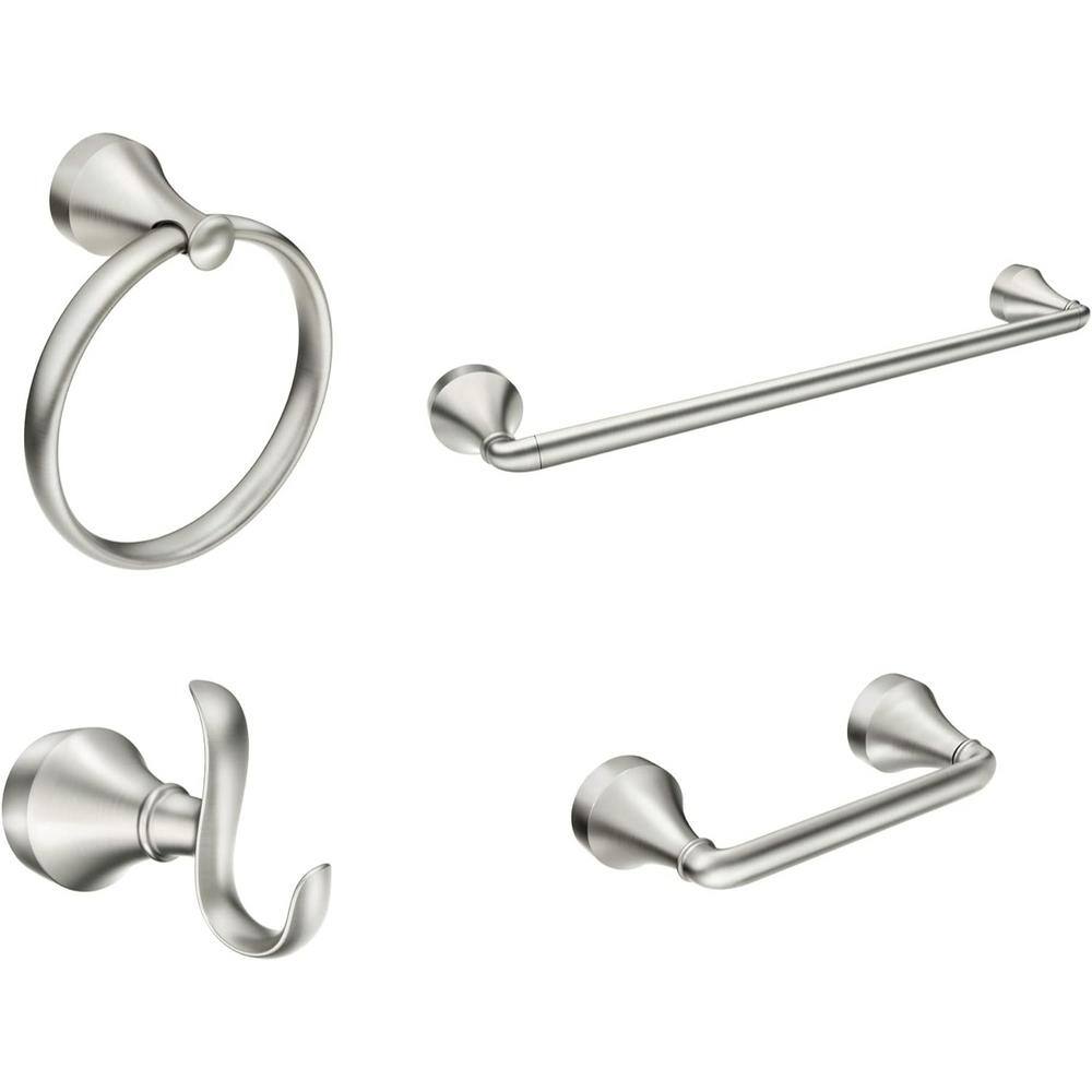 18 in. Wall Mounted Towel Bar Bathroom Hardware Set in Brushed Nickel