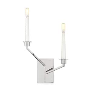 ED Ellen DeGeneres Crafted by Generation Lighting Hopton 4.75 in. Polished Nickel Left Double Sconce
