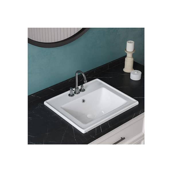 Dekorman Malibu 19-7/8 in. Bathroom Sink in White Glazed Ceremic
