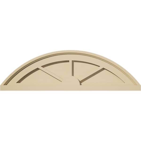 Ekena Millwork 26-in. W x 7-1/2-in. H x 2-in. P Segment Arch 3 Spoke Signature Urethane Pediment, Primed Tan