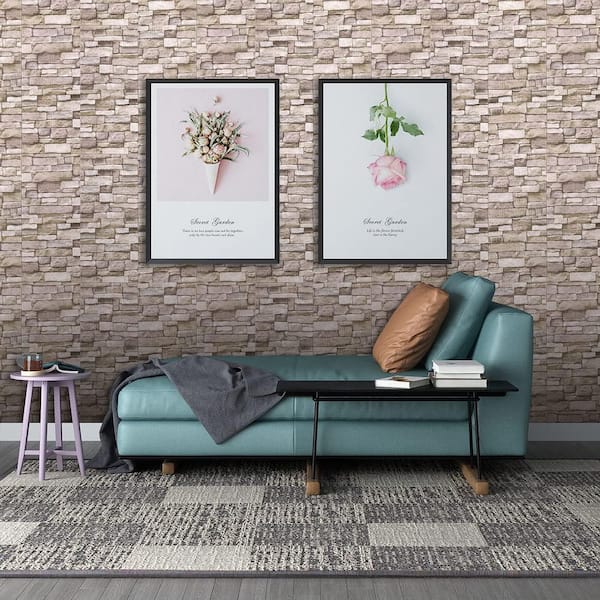 Rock Color 3D Faux Brick Wall Panels Peel and Stick Foam Self-Adhesive Wallpaper for Home Decor