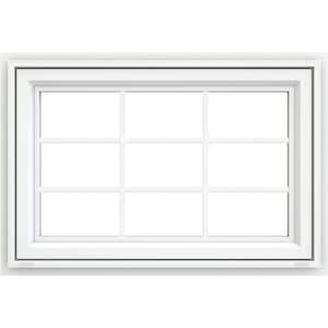 35.5 in. x 29.5 in. V-4500 Series White Vinyl Awning Window with Colonial Grids/Grilles
