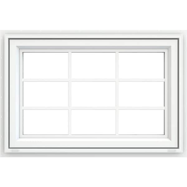 JELD-WEN 35.5 in. x 29.5 in. V-4500 Series White Vinyl Awning Window with Colonial Grids/Grilles