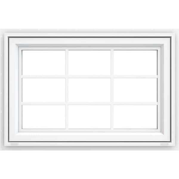 35.5 in. x 23.5 in. V-4500 Series White Vinyl Awning Window with Colonial Grids/Grilles