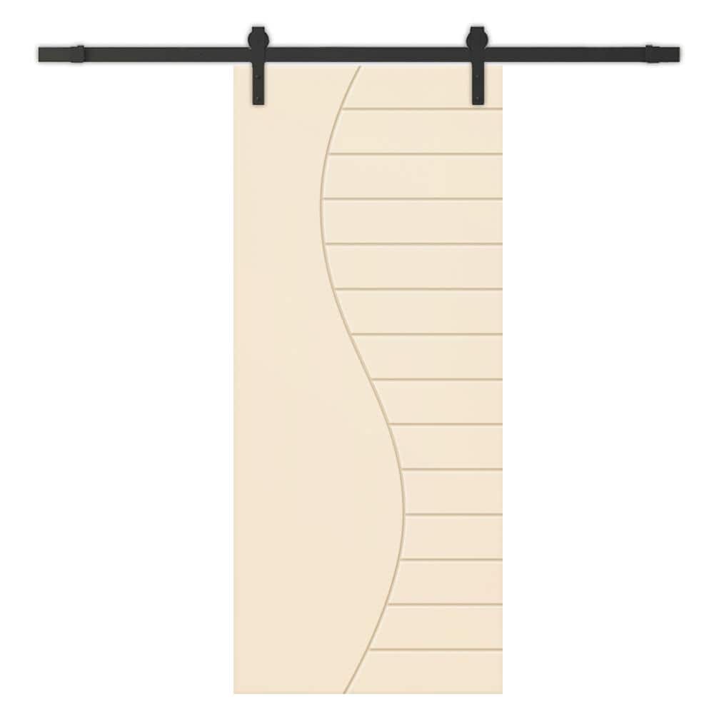 24 in. x 84 in. Beige Painted Composite MDF Paneled Interior Sliding Barn Door with Hardware Kit price history on PriceWatchPro