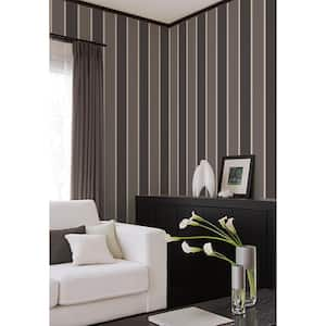 Black/Gold Smart Stripes 3 Formal Stripe Sheen Finish Non-Pasted Vinyl on Non-Woven Wallpaper Sample