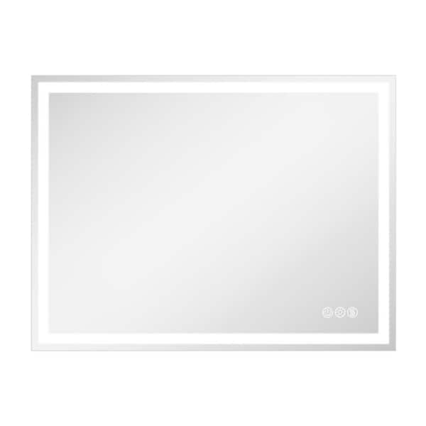 Unbranded 42 in. W x 30 in. H Rectangular Frameless LED Wall Bathroom Vanity Mirror, Tempered Glass