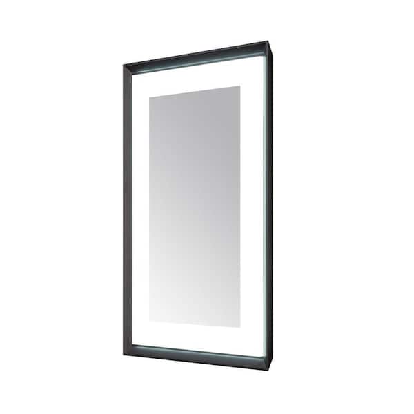 Madison 24 in. W x 36 in. H Rectangular Framed Wall Mount Bathroom Vanity Mirror in Matte Black LED Lighted Defogger