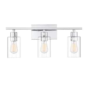 Lambert 22 in. W x 9.75 in. H 3-Light Polished Chrome Bathroom Vanity Light with Clear Glass Shades