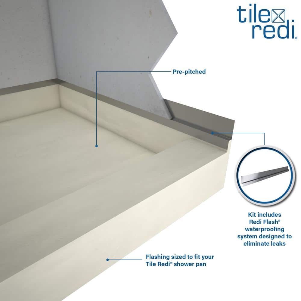 Polished Chrome 36" x 48" Rectangular Shower Base with Integrated Seat