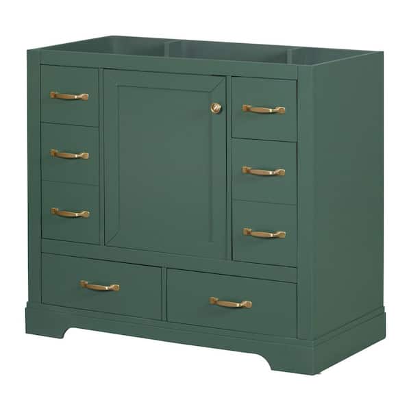 Grace 35.50 in. W x 17.90 in. D Bath Vanity Cabinet without Top in Green, including Drawers and Adjustable Shelf
