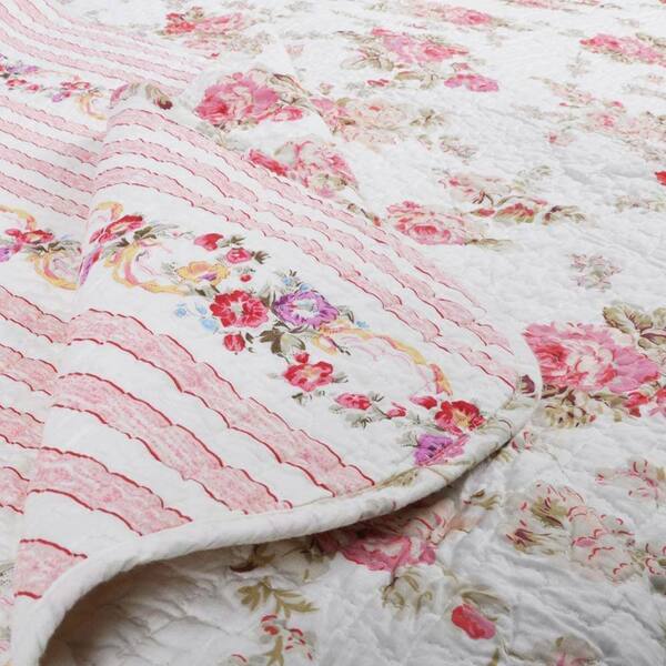 Nice Quilt Throw Blanket 50" x 60" 100% Cotton Shabby Chic Vintage Roses Floral 