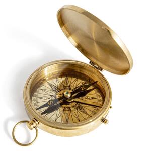 Clear Pocket Compass in Gold/Highly Polished
