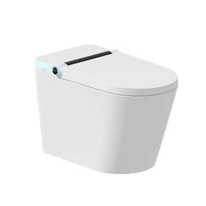 Elongated Smart Bidet Toilet 1.28 GPF in White With Auto Flush/Open/Close, Sensor Flush, Heated, Night Light, Tankless