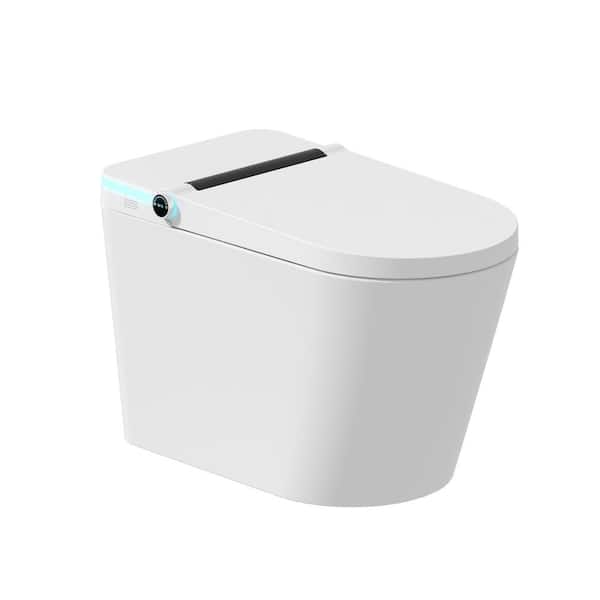 Elongated Smart Bidet Toilet 1.28 GPF in White With Sensor Open/Close/Flush, Heated, Night Light, No Nozzle