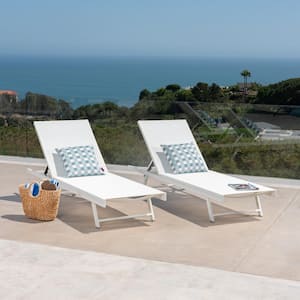 Salton White Metal Adjustable Outdoor Chaise Lounges (Set of 2)