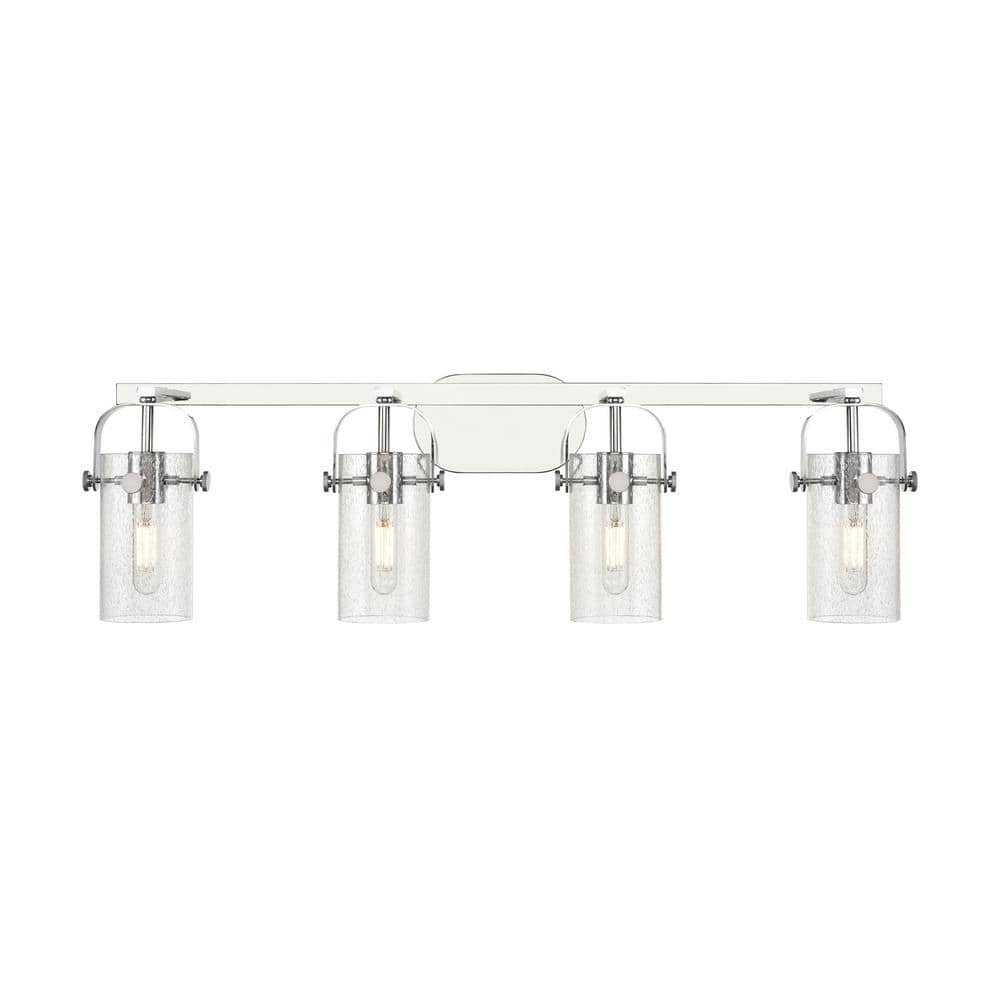 Pilaster II Cylinder 34.88 in. 4-Light Polished Chrome Vanity Light with Glass Shade price history on PriceWatchPro
