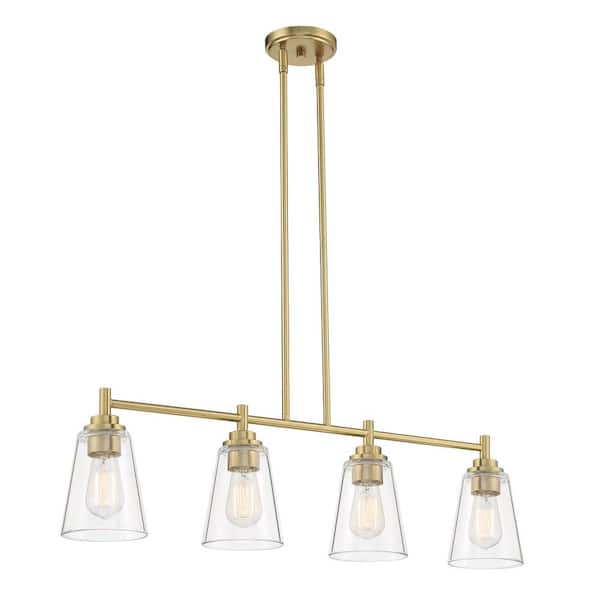 Designers Fountain Westin 60-Watt 4-Light Brushed Gold Pendant with Clear Glass Shade