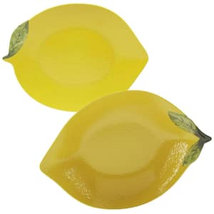 3-D Lemon Multicolored Melamine 19 in. Platter and 16 in. 88 oz. Serving Bowl Set