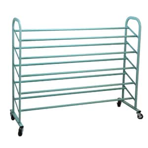 34.5 in. H 20-Pair 5-Tier Blue Metal Shoe Rack